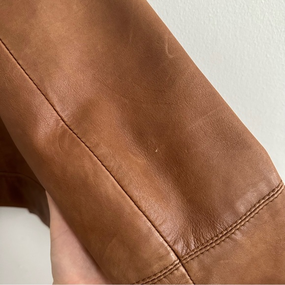 Mango Brown Leather Jacket - Picture 3 of 9